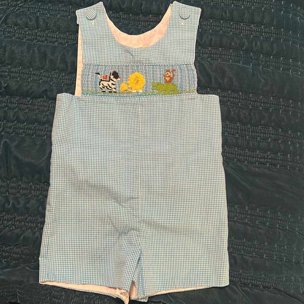 Blue white tiny check gingham sz 18n
